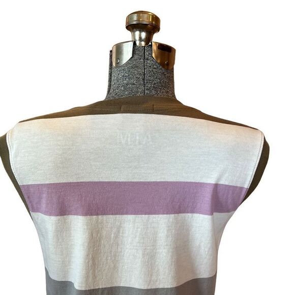 ATM Anthony Thomas Melillo Striped Classic Muscle Tee in Off White Gray Light Bl - Picture 5 of 7